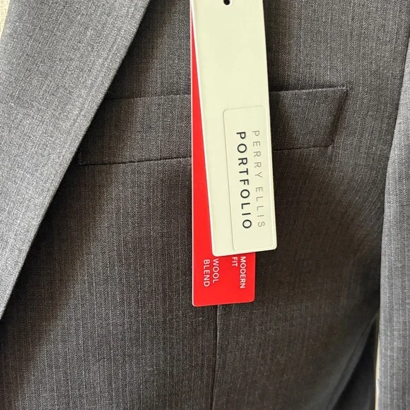 Perry Ellis Charcoal Stripe Wool Blend Blazer 36R